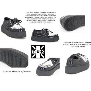 TUK Viva Hi Sole Unisex Creeper Black / White Black White 2 Tone Platform Shoes